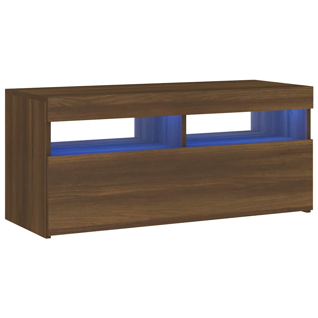 vidaXL TV skříňka s LED osvětlením hnědý dub 90 x 35 x 40 cm