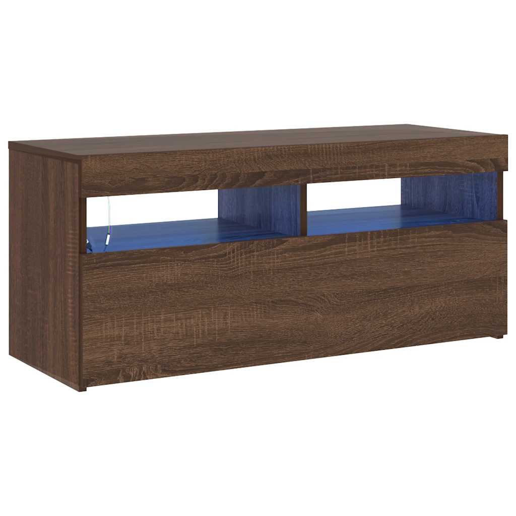 vidaXL TV skříňka s LED osvětlením hnědý dub 90 x 35 x 40 cm