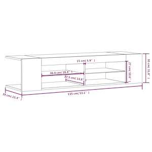 TV skříňka s LED osvětlením kouřový dub 135 x 39 x 30 cm - obrázek 14