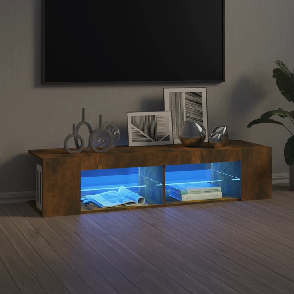 vidaXL Szafka TV z owietleniem LED, przydymiony db, 135x39x30 cm