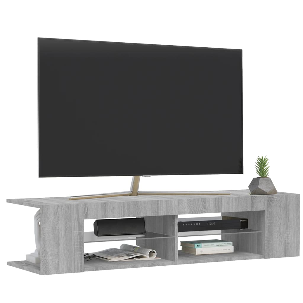 Meuble TV avec lumières LED Sonoma gris 135x39x30 cm | meublestv.fr 7