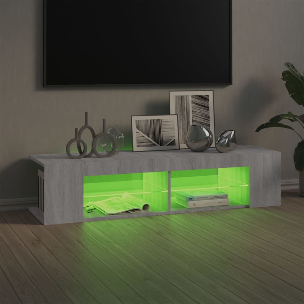 Meuble TV avec lumières LED Sonoma gris 135x39x30 cm | meublestv.fr 10