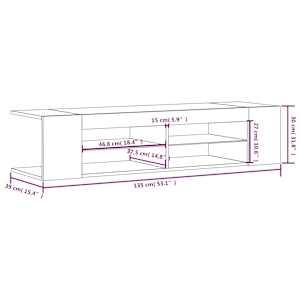 TV skříňka s LED osvětlením šedá sonoma 135 x 39 x 30 cm - obrázek 14