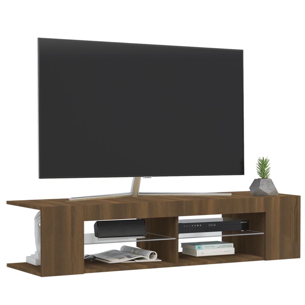 Meuble TV avec lumières LED Chêne marron 135x39x30 cm | meublestv.fr 7