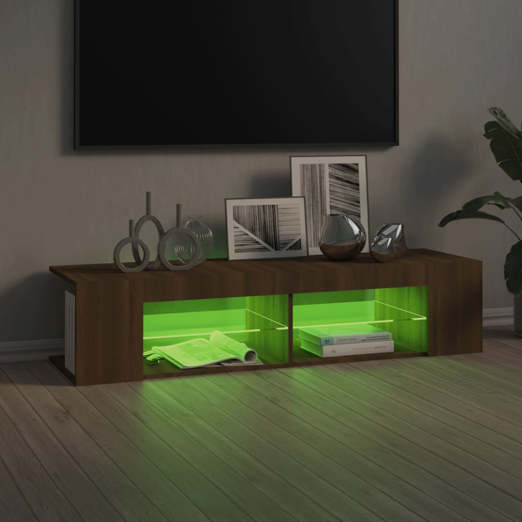 Meuble TV avec lumières LED Chêne marron 135x39x30 cm | meublestv.fr 10