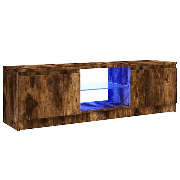 vidaXL telerialus LED-tuledega, suitsutatud tamm, 120 x 30 x 36 cm