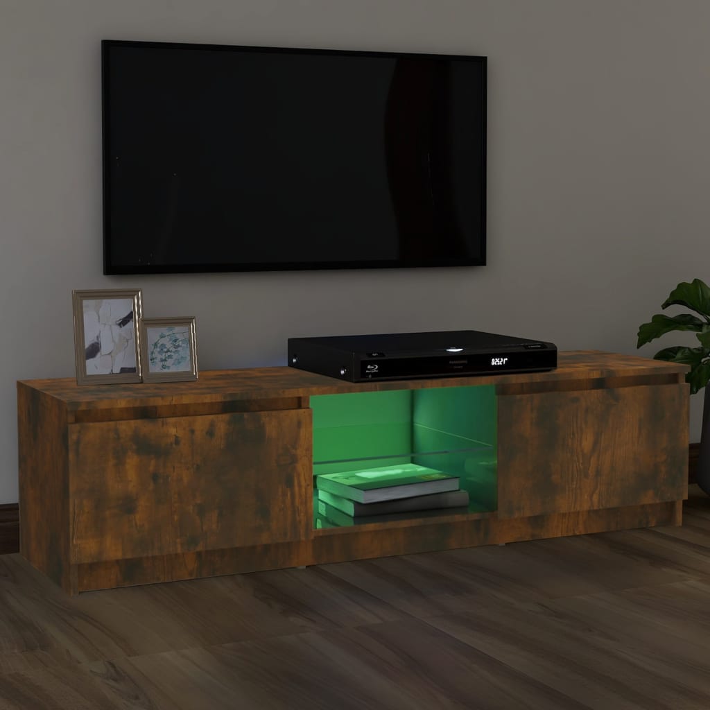 Meuble TV avec lumières LED Chêne fumé 120x30x35,5 cm | meublestv.fr 5