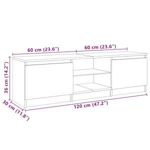 TV skříňka s LED osvětlením kouřový dub 120 x 30 x 36 cm - obrázek 10