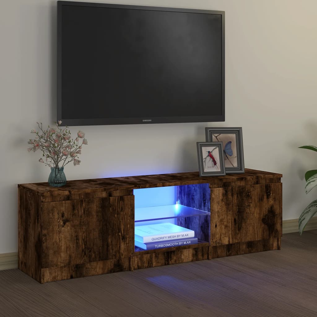Meuble TV avec lumières LED Chêne fumé 120x30x35,5 cm | meublestv.fr 2