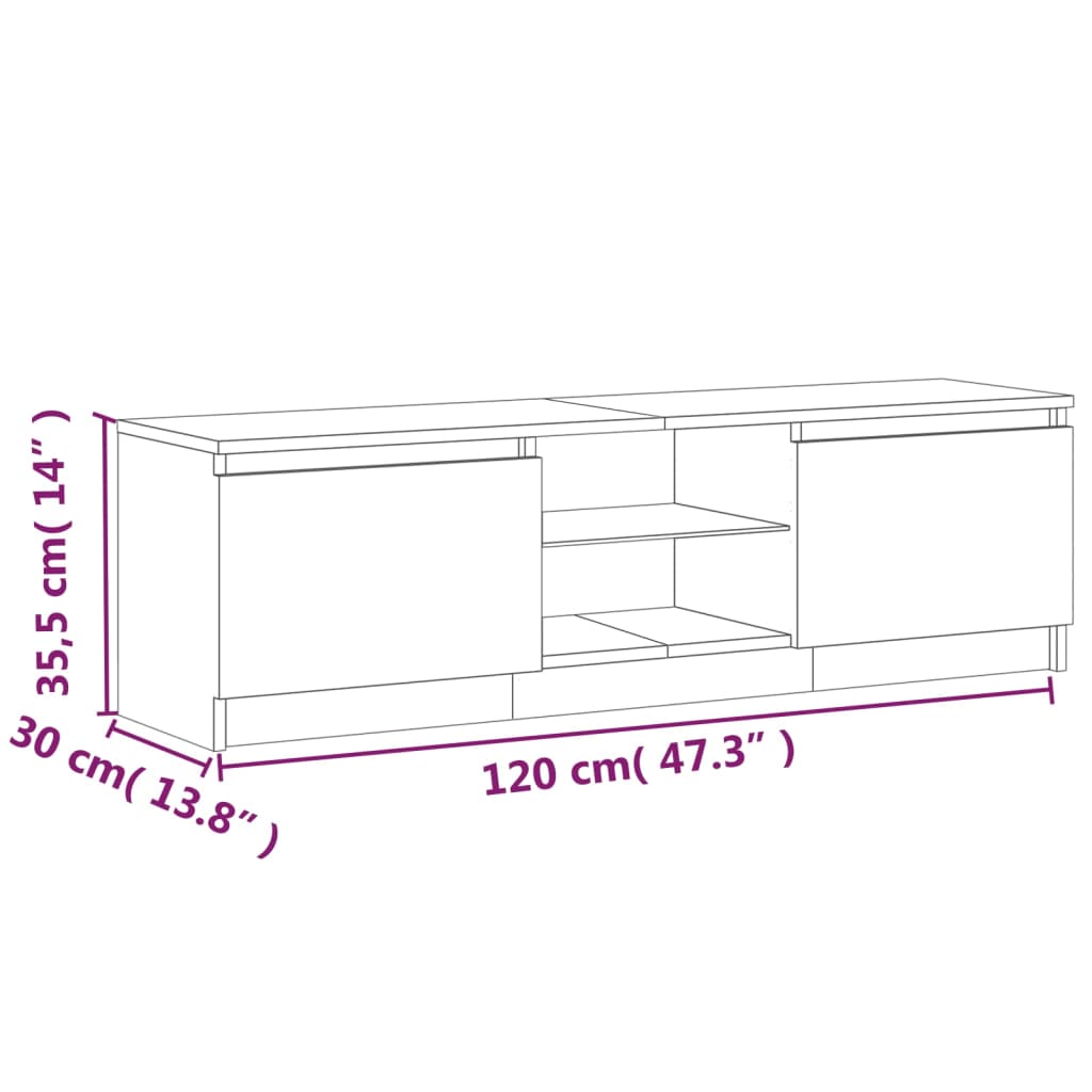 TV skříňka s LED osvětlením šedá sonoma 120 x 30 x 35,5 cm