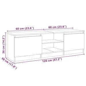 TV skříňka s LED osvětlením šedá sonoma 120 x 30 x 36 cm - obrázek 11