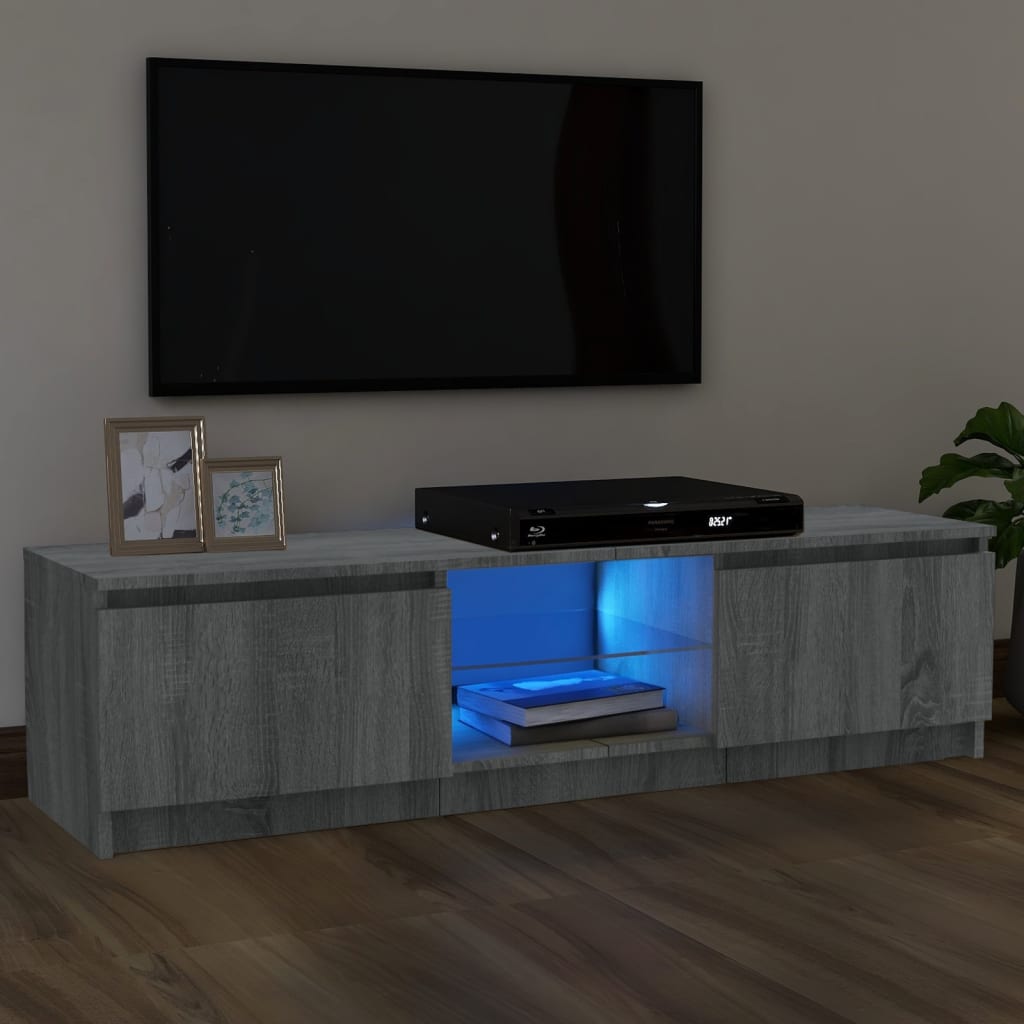 vidaXL Meuble TV avec lumières LED Sonoma gris 120x30x35,5 cm