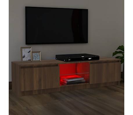 vidaXL Comodă TV cu lumini LED, stejar maro, 120x30x36 cm