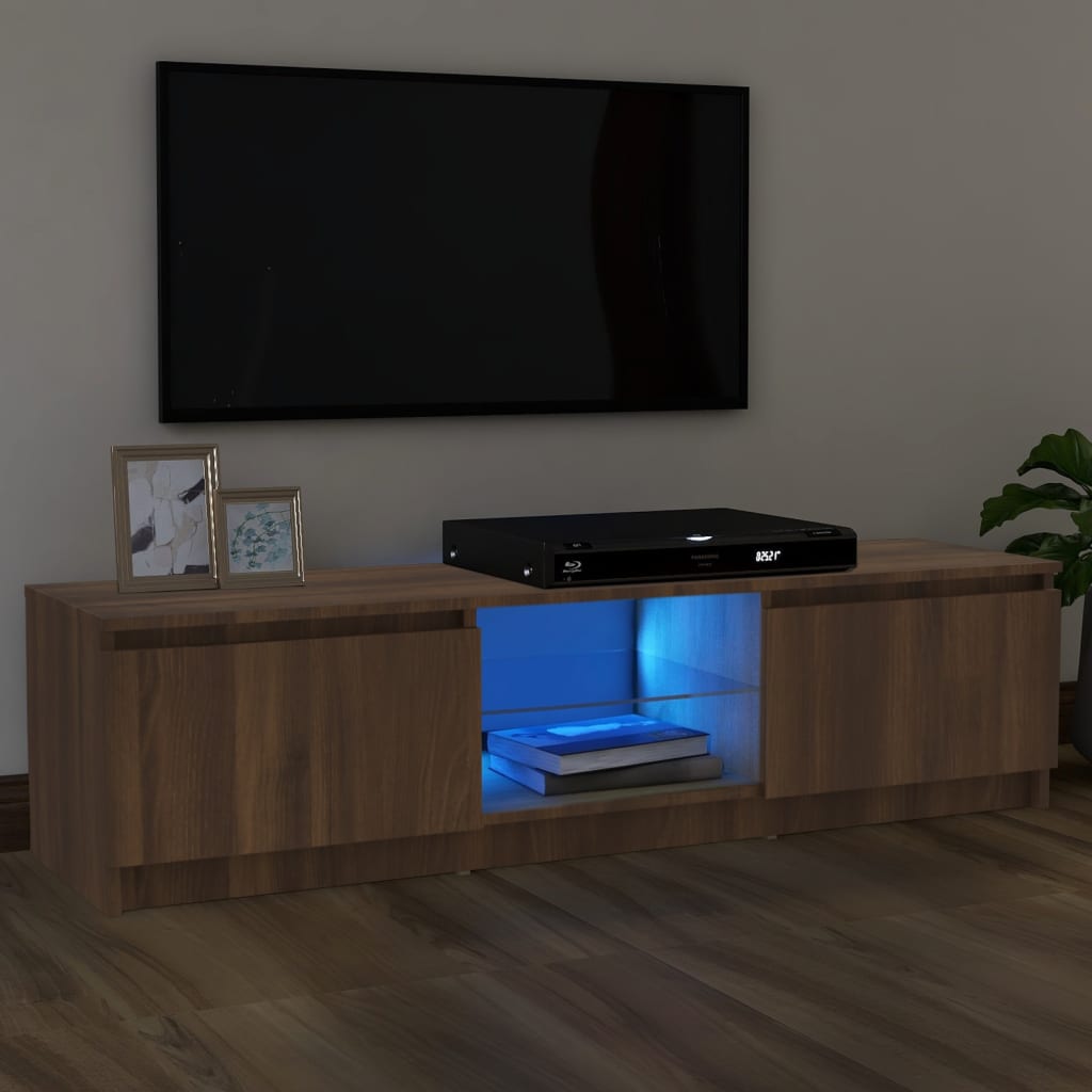 Meuble TV avec lumières LED Chêne marron 120x30x35,5 cm | meublestv.fr