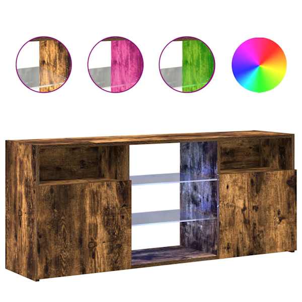 vidaXL telerialus LED-tuledega, suitsutatud tamm, 120 x 30 x 50 cm