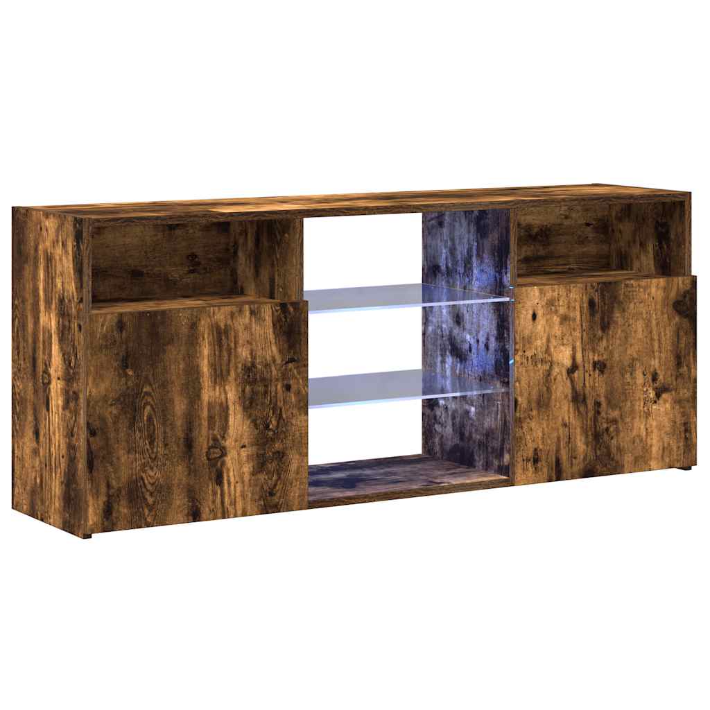 vidaXL Comodă TV cu lumini LED, stejar fumuriu, 120x30x50 cm
