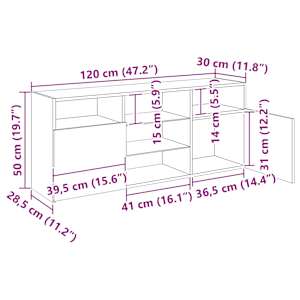 TV skříňka s LED osvětlením kouřový dub 120 x 30 x 50 cm - obrázek 17