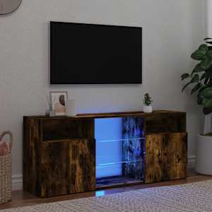 TV omarica z LED lučkami dimljeni hrast 120x30x50 cm