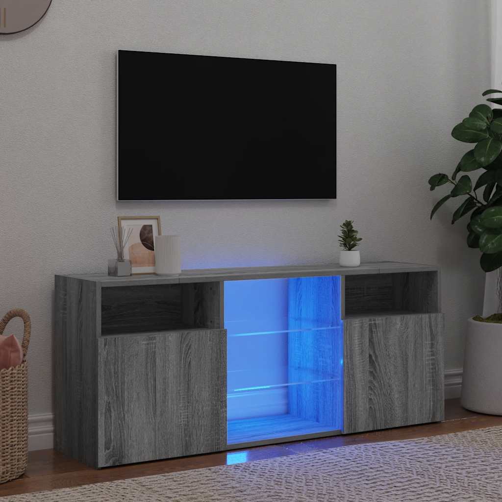 vidaXL TV-Schrank mit LED-Leuchten Grau Sonoma 120x30x50 cm