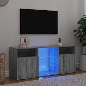 TV omarica z LED lučkami siva sonoma 120x30x50 cm