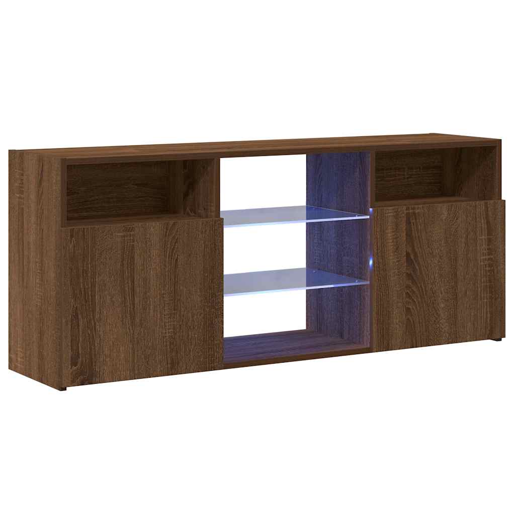vidaXL Comodă TV cu lumini LED, stejar maro, 120x30x50 cm