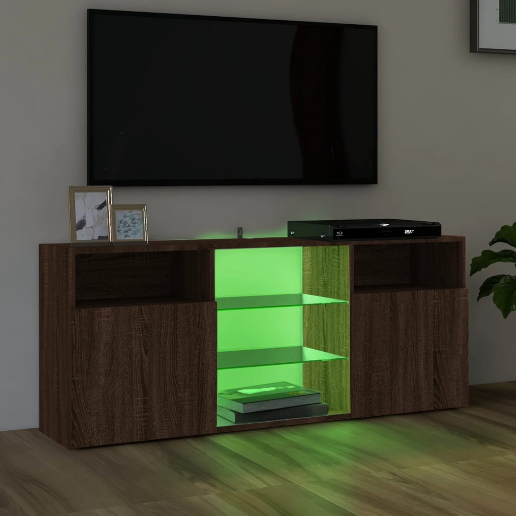 TV ormarić s LED svjetlima boja smeđeg hrasta 120 x 30 x 50 cm