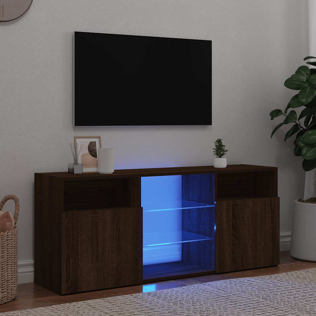 vidaXL Comodă TV cu lumini LED, stejar maro, 120x30x50 cm