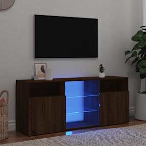 TV omarica z LED lučkami rjav hrast 120x30x50 cm