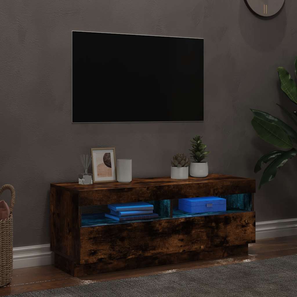 Thumbnail - vidaXL TV-Schrank mit LED-Leuchten Räuchereiche 100x35x40 cm
