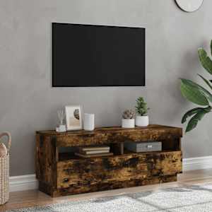 TV omarica z LED lučkami dimljeni hrast 100x35x40 cm