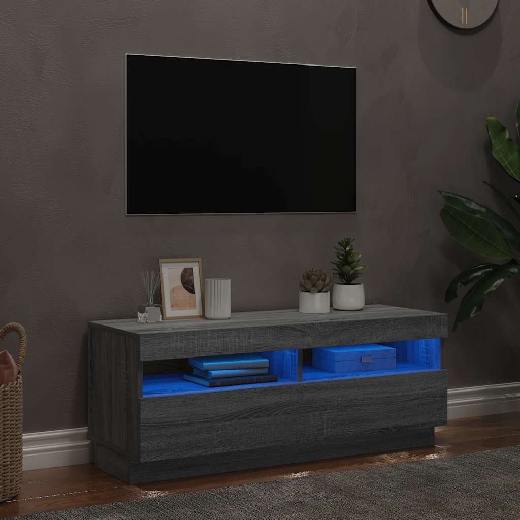 vidaXL TV-taso LED-valoilla harmaa Sonoma 100x35x40 cm