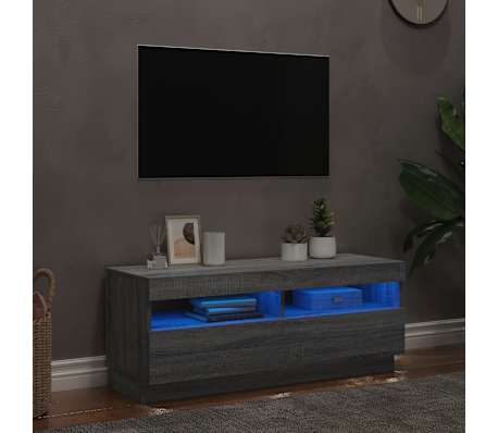 vidaXL TV-Schrank mit LED-Leuchten Grau Sonoma 100x35x40 cm