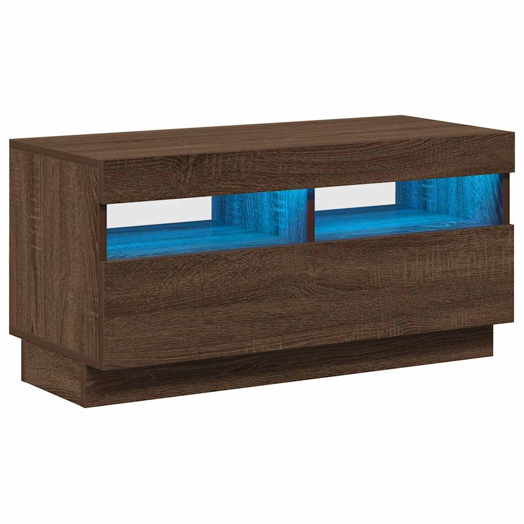 vidaXL TV skříňka s LED osvětlením hnědý dub 80 x 35 x 40 cm