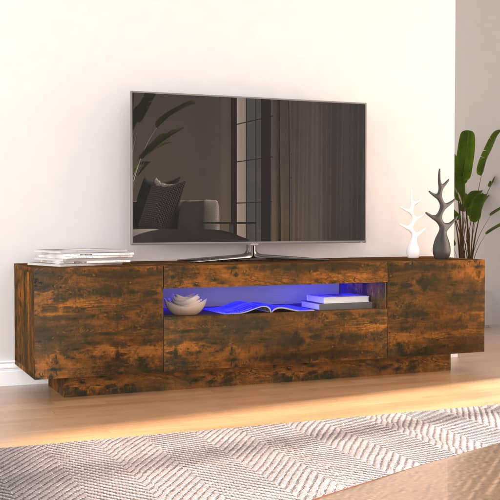 vidaXL tv-bord med LED-lys 160x35x40 cm røget egetræsfarve