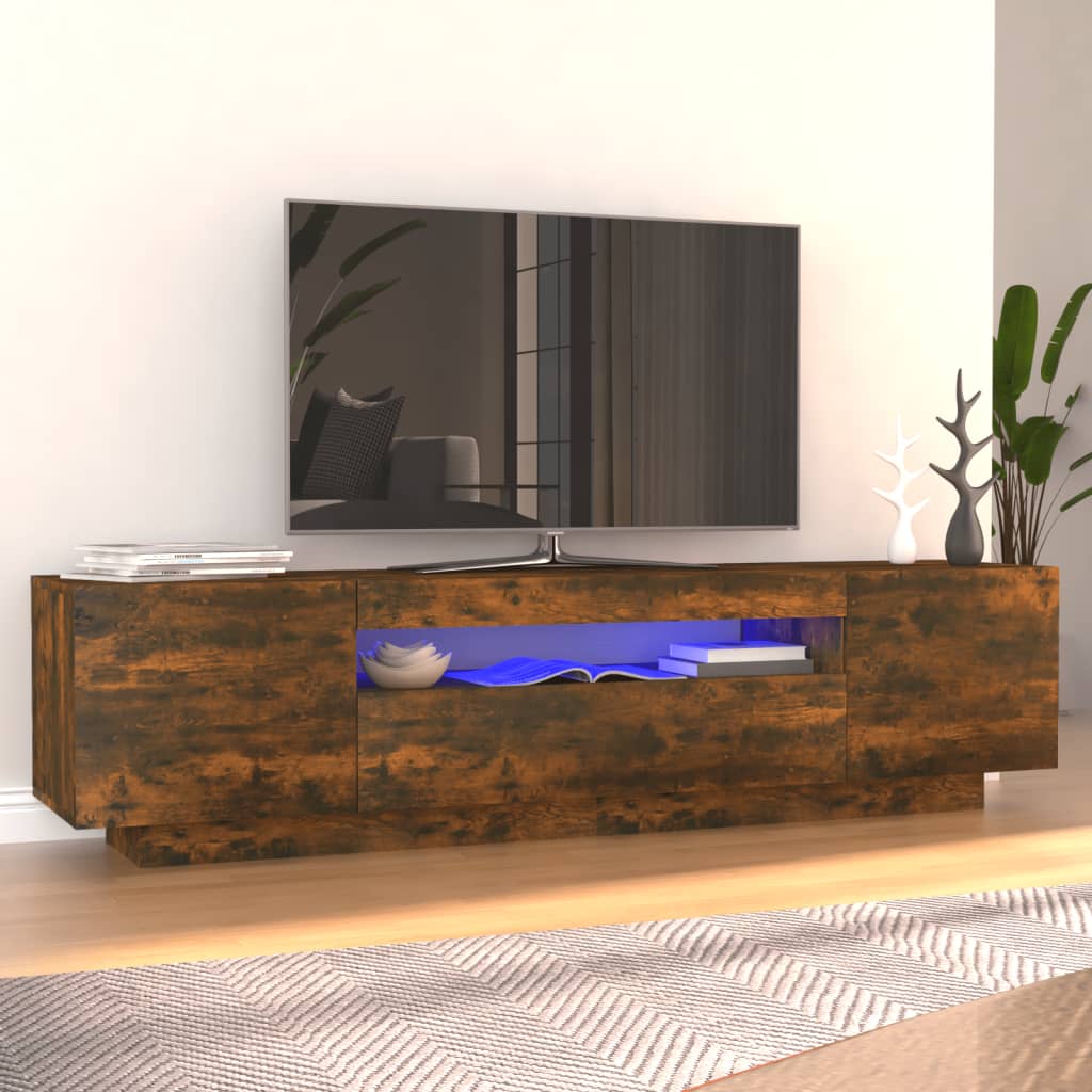 vidaXL Szafka pod TV z owietleniem LED, przydymiony db, 160x35x40 cm