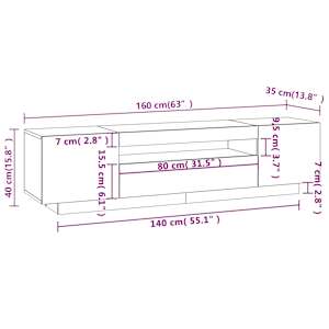 TV skříňka s LED osvětlením šedá sonoma 160 x 35 x 40 cm - obrázek 15