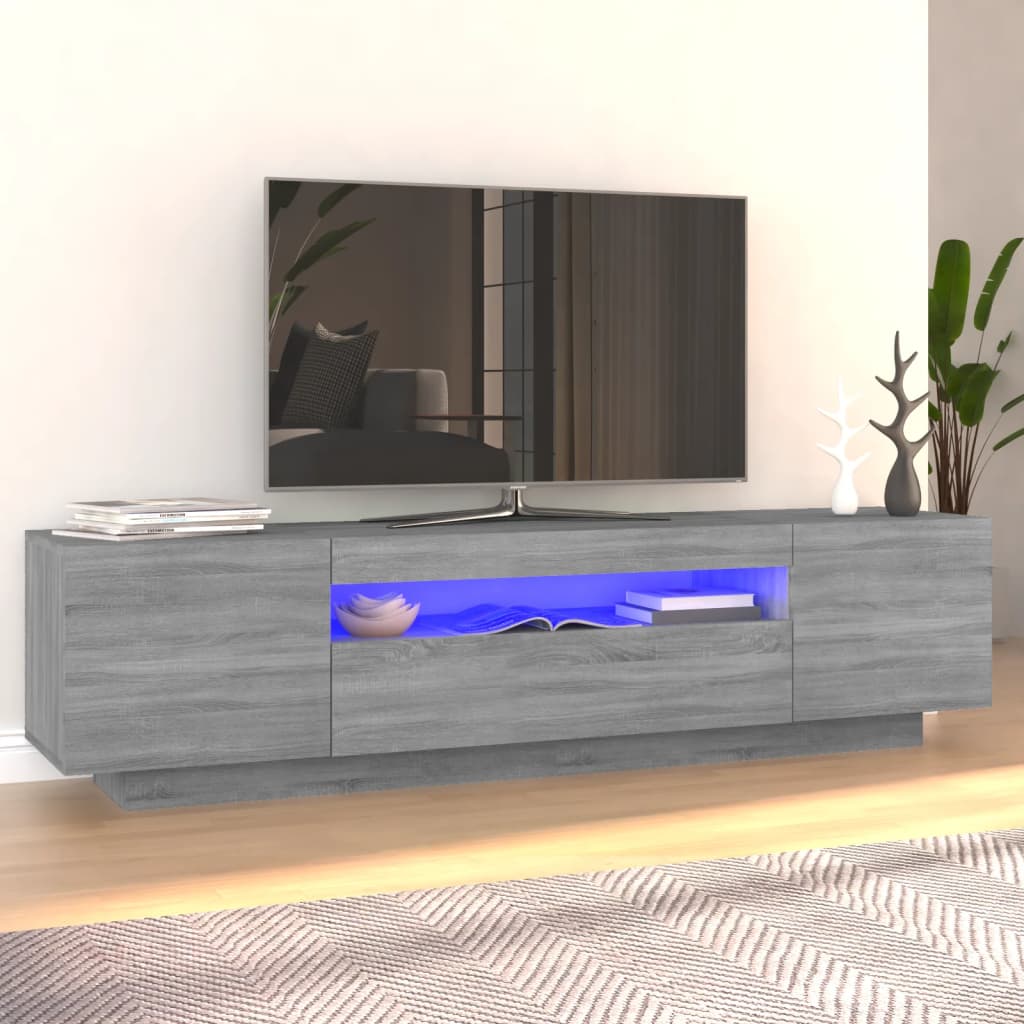 Bilde av Vidaxl Tv-benk Med Led-lys Grå Sonoma Eik 160x35x40 Cm