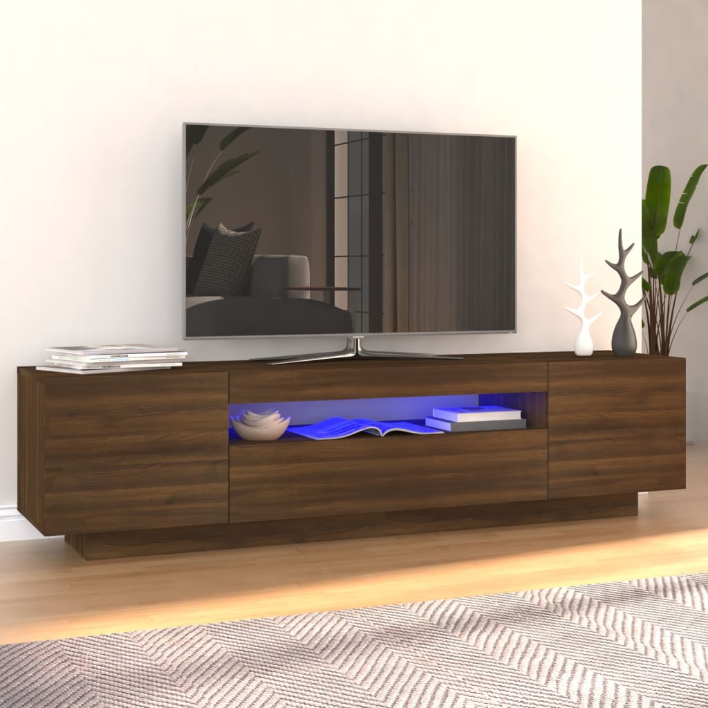 vidaXL Meuble TV avec lumières LED Chêne marron 160x35x40 cm