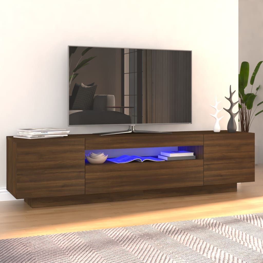 vidaXL Szafka pod TV z owietleniem LED, brzowy db, 160x35x40 cm