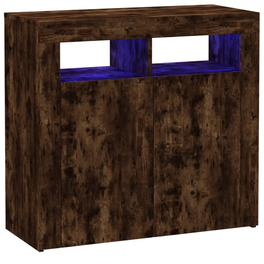 Thumbnail - vidaXL Sideboard mit LED-Beleuchtung Räuchereiche 80x35x75 cm