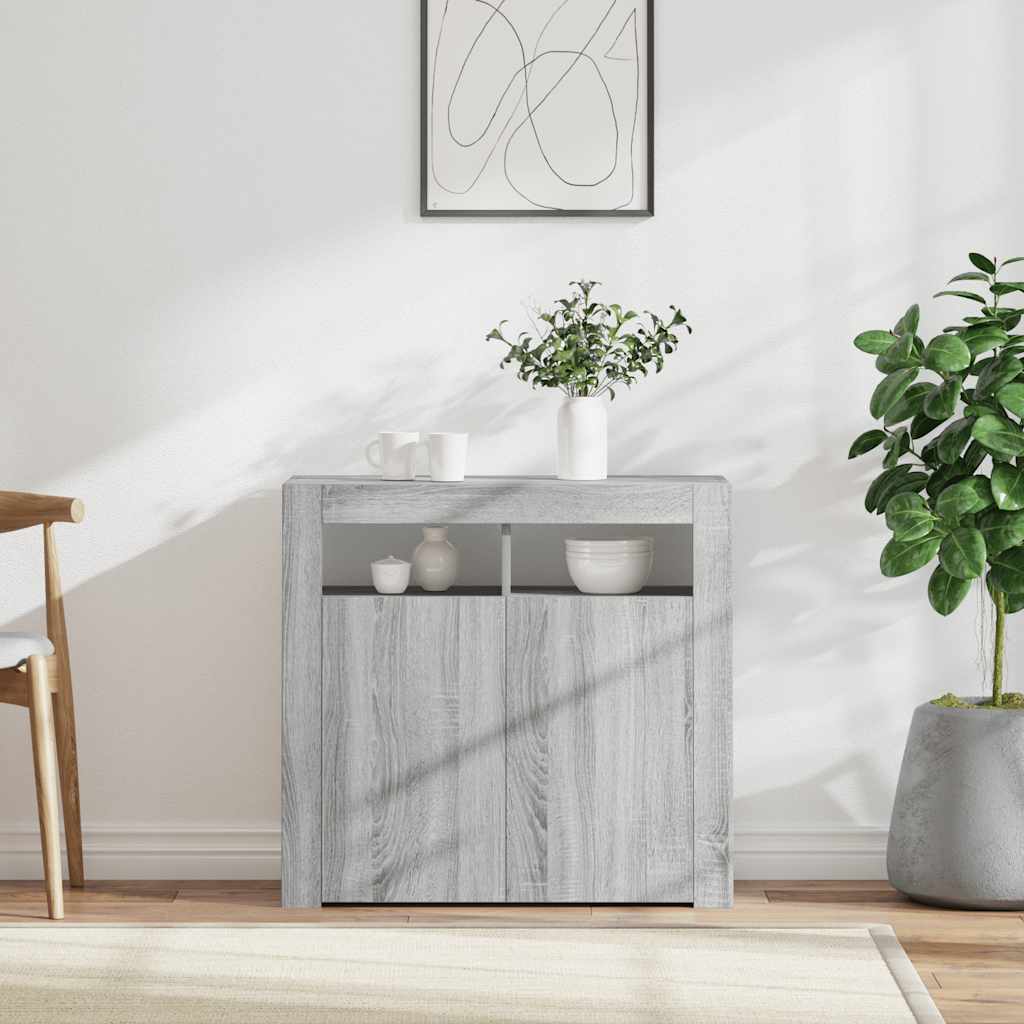 vidaXL Szafka z owietleniem LED, szary db sonoma, 80x35x75 cm