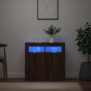 Příborník s LED osvětlením hnědý dub 80 x 35 x 75 cm - obrázek 3