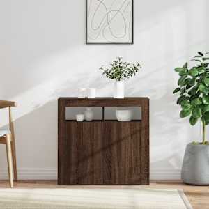 Příborník s LED osvětlením hnědý dub 80 x 35 x 75 cm - obrázek 1