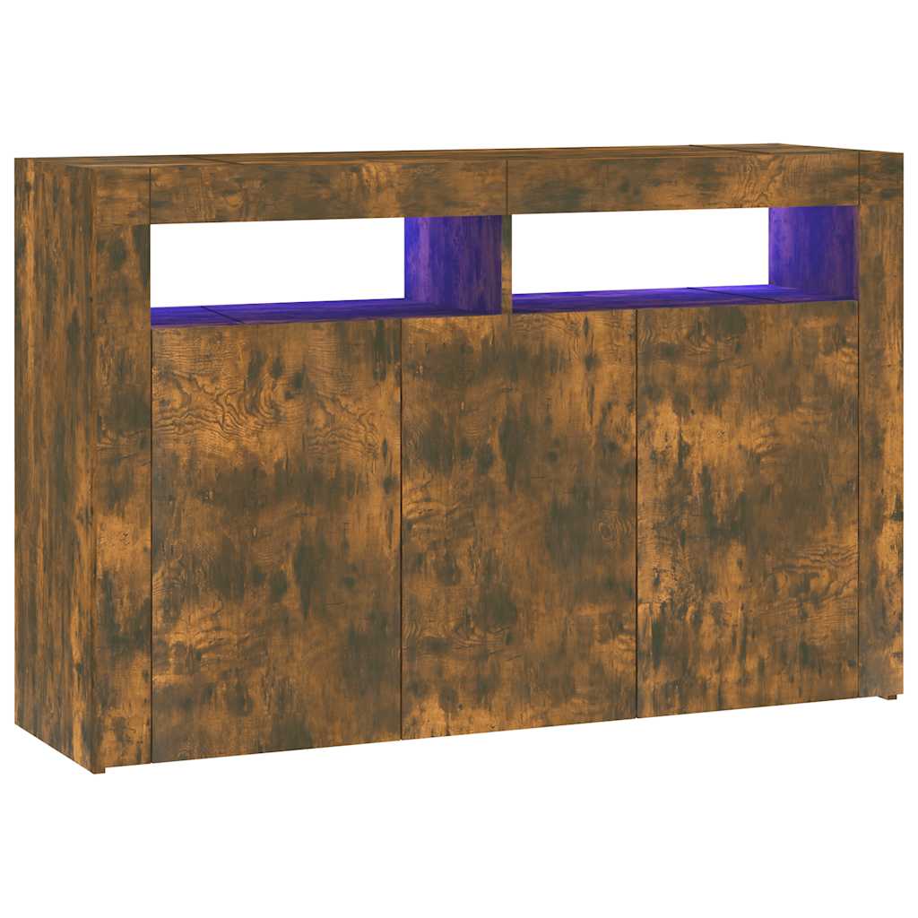vidaXL Příborník s LED osvětlením kouřový dub 115,5 x 30 x 75 cm