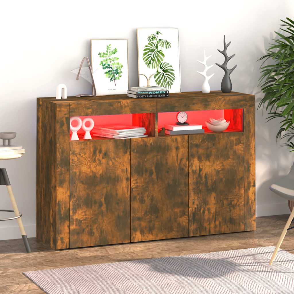 Thumbnail - vidaXL Sideboard mit LED-Beleuchtung Räuchereiche 115,5x30x75 cm