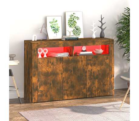 vidaXL Komoda s LED, tmav&yacute; dub 115,5x30x75 cm