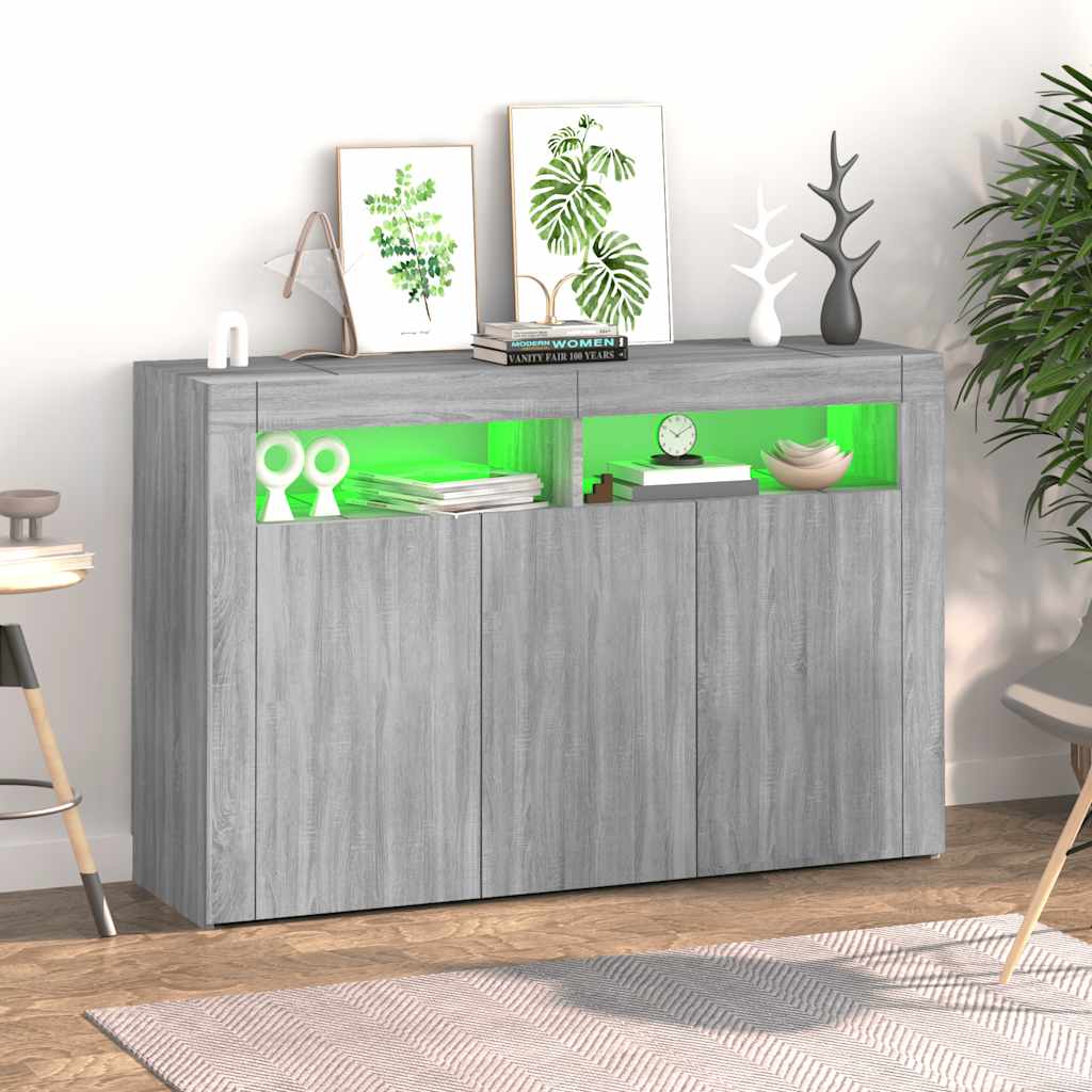vidaXL Dulap cu lumini LED, gri sonoma, 115,5x30x75 cm