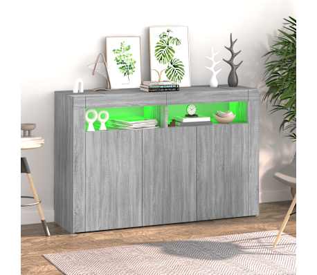 vidaXL Μπουφές με LED Γκρι Sonoma 115,5 x 30 x 75 εκ.