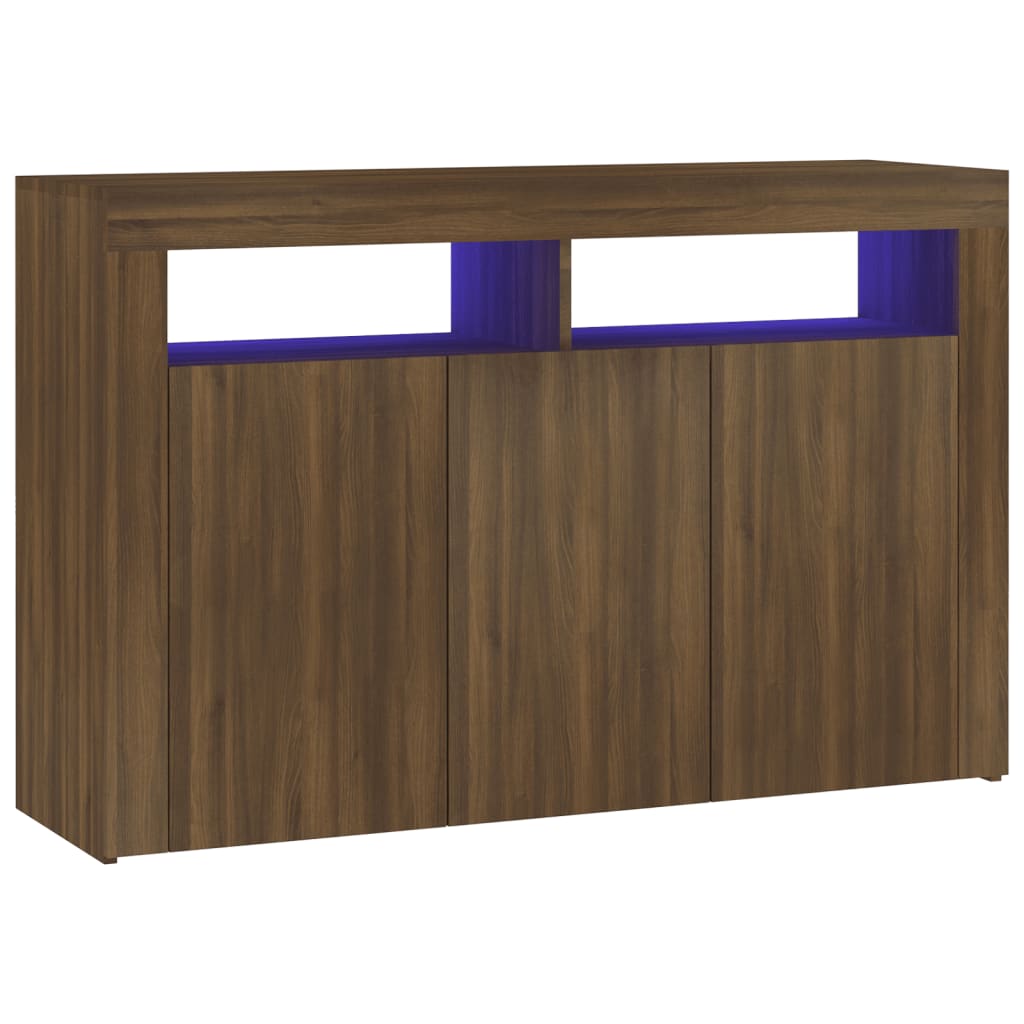 Senkki LED-valoilla ruskea tammi 115,5x30x75 cm