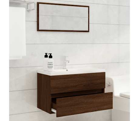 vidaXL Set mobilier de baie, 2 piese, stejar maro, lemn prelucrat
